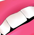La bouche avec des dents blanches