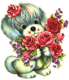 image clipart chien avec des roses