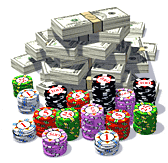 Image clipart jeton de poker et billet argent