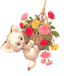 Image gif chat avec des fleurs