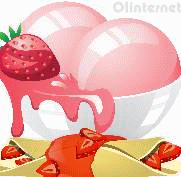 Glace a la fraise et crepe