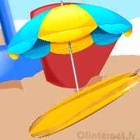 parapluie jouet de sable et planche surf