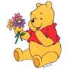 winnie qui offre des fleurs