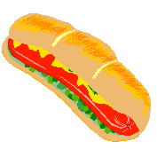 Clipart sandwich avec saucisse et salade puis mayonnaise