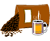 Clipart paquet de cafe avec une boisson chaude sur le cote