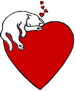 clipart chat sur un coeur