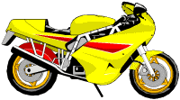 moto puissante jaune et rouge