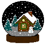 Gifs boule de neige avec la maison du pere noel