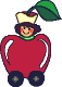 gif anime pomme rouge avec feuille
